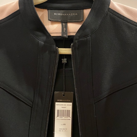 BCBGMAXAZRIA Jacket | Black & Pink Hugo Color Bomber Jacket | XS - Picture 2 of 15